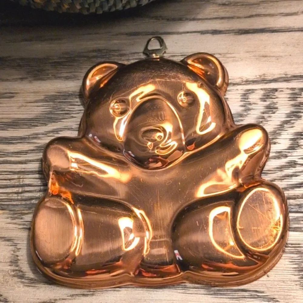 Copper Baby Bear Hanging Mold Made in Portugal Brass Hanger Vintage